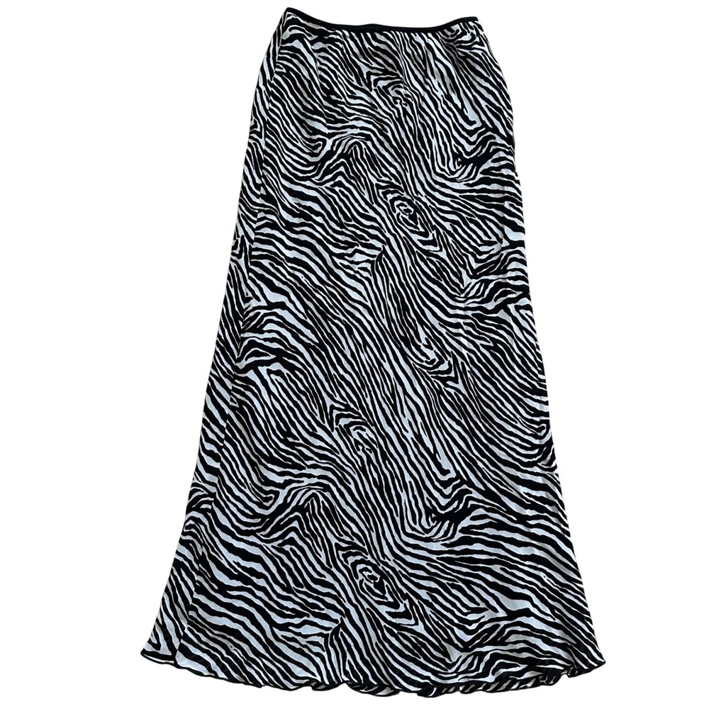 Karen Kane Zebra Print Maxi Skirt Black White Animal Print Elastic Waist Small